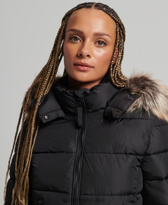 jaqueta de luxo fuji com capuz de montanha mulheres preto roupas Superdry 2208H5504