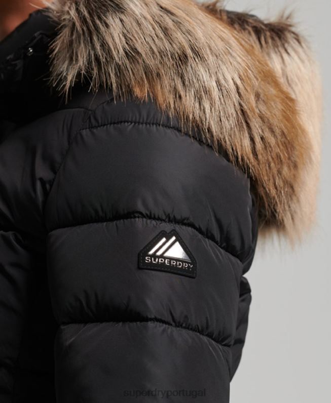 jaqueta de luxo fuji com capuz de montanha mulheres preto roupas Superdry 2208H5504
