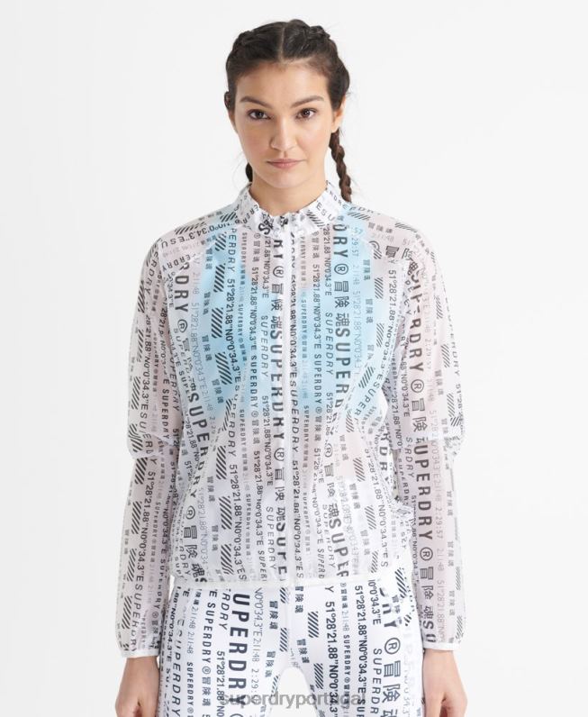 jaqueta de membrana de corrida mulheres branco roupas Superdry 2208H5734