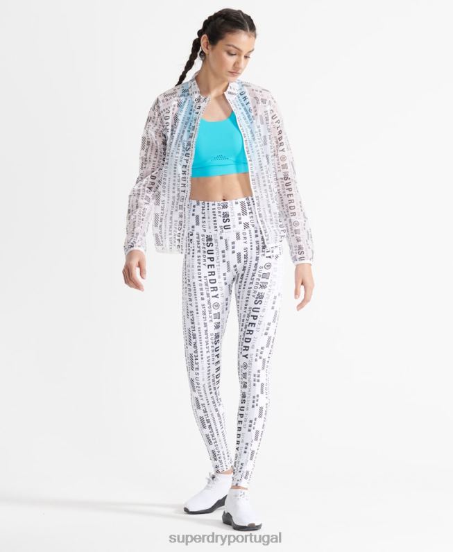jaqueta de membrana de corrida mulheres branco roupas Superdry 2208H5734
