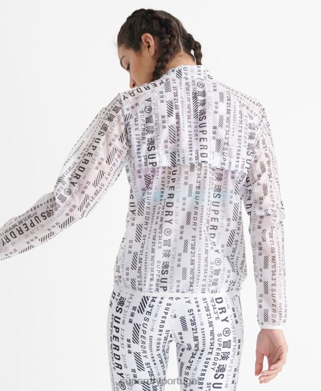 jaqueta de membrana de corrida mulheres branco roupas Superdry 2208H5734