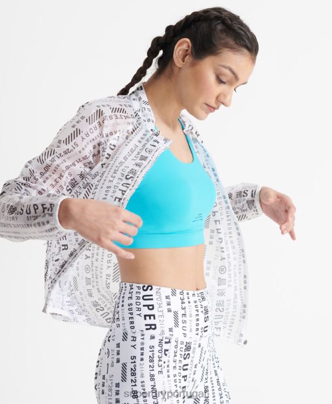 jaqueta de membrana de corrida mulheres branco roupas Superdry 2208H5734
