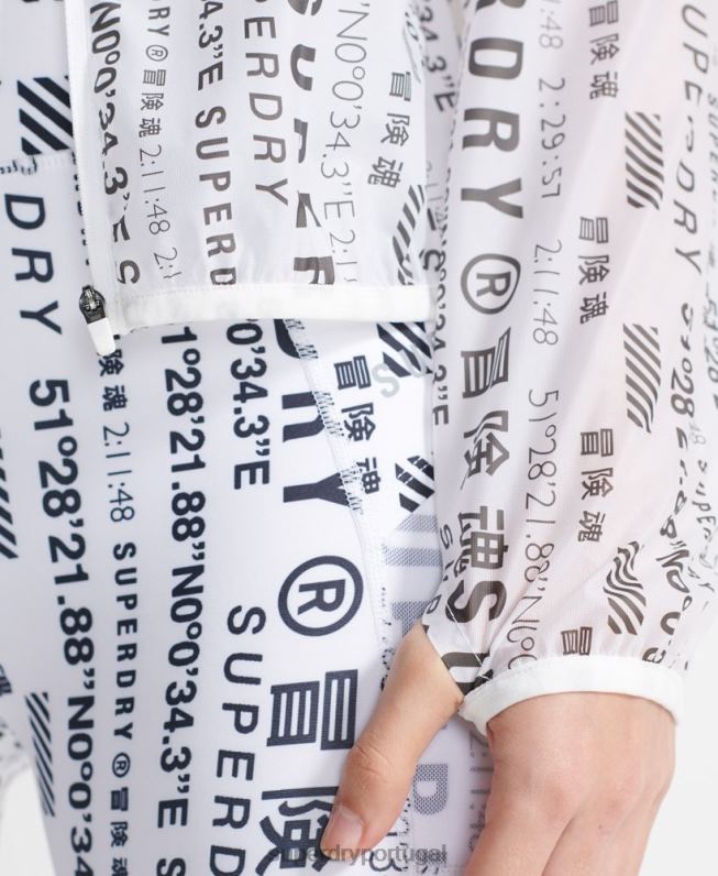 jaqueta de membrana de corrida mulheres branco roupas Superdry 2208H5734