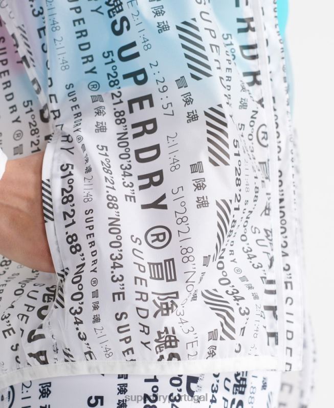jaqueta de membrana de corrida mulheres branco roupas Superdry 2208H5734