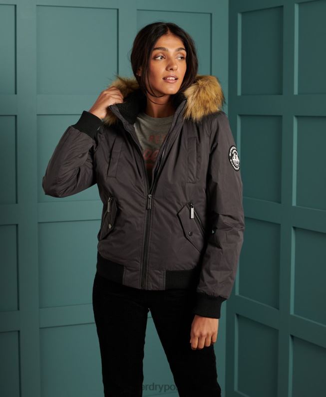 jaqueta de microfibra mulheres preto roupas Superdry 2208H5712