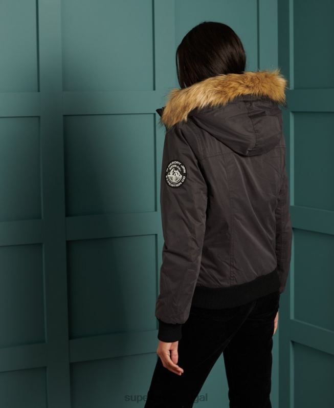 jaqueta de microfibra mulheres preto roupas Superdry 2208H5712