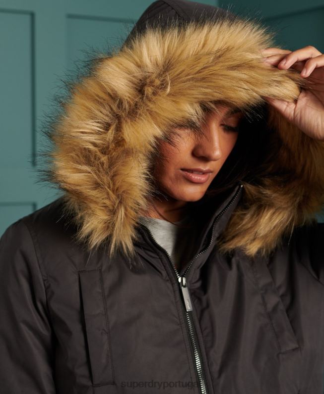 jaqueta de microfibra mulheres preto roupas Superdry 2208H5712
