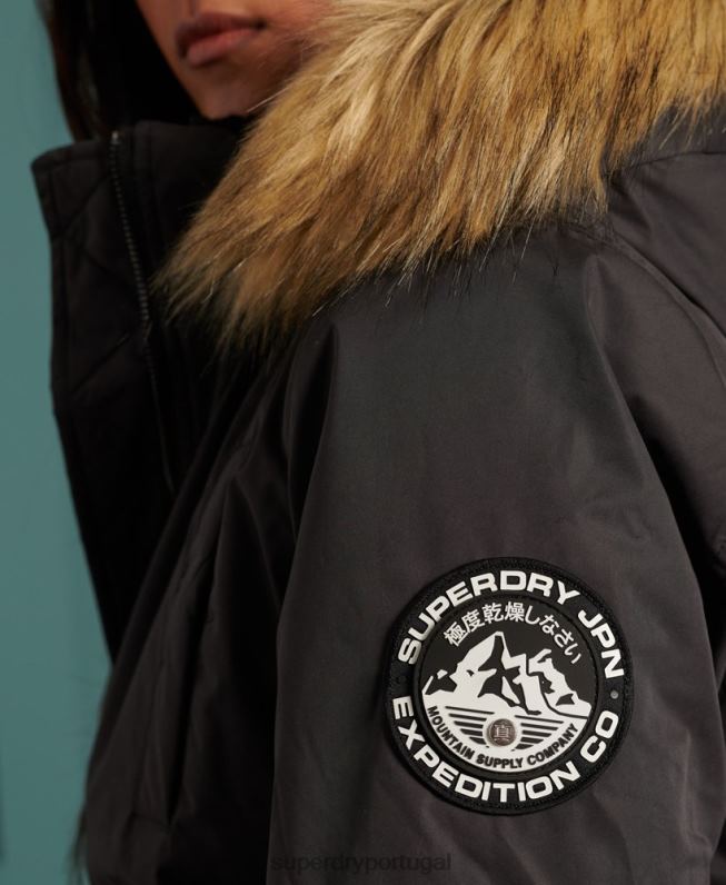 jaqueta de microfibra mulheres preto roupas Superdry 2208H5712