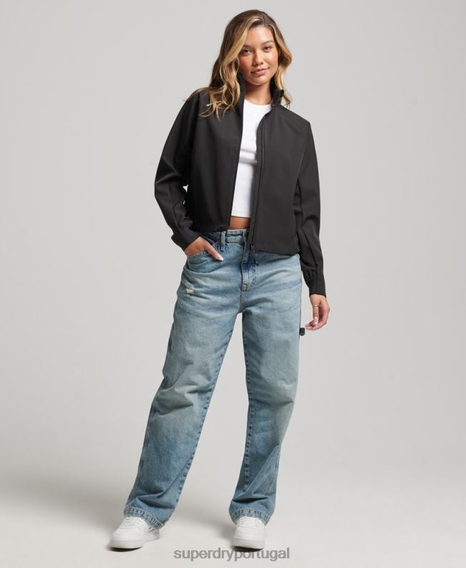 jaqueta de moletom tech mulheres preto roupas Superdry 2208H5426