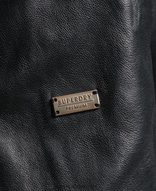 jaqueta de motociclista de couro rylee mulheres preto roupas Superdry 2208H3735