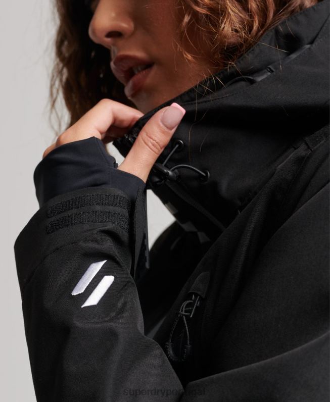 jaqueta de resgate final mulheres preto roupas Superdry 2208H6541