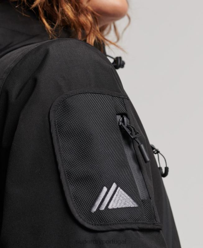 jaqueta de resgate final mulheres preto roupas Superdry 2208H6541