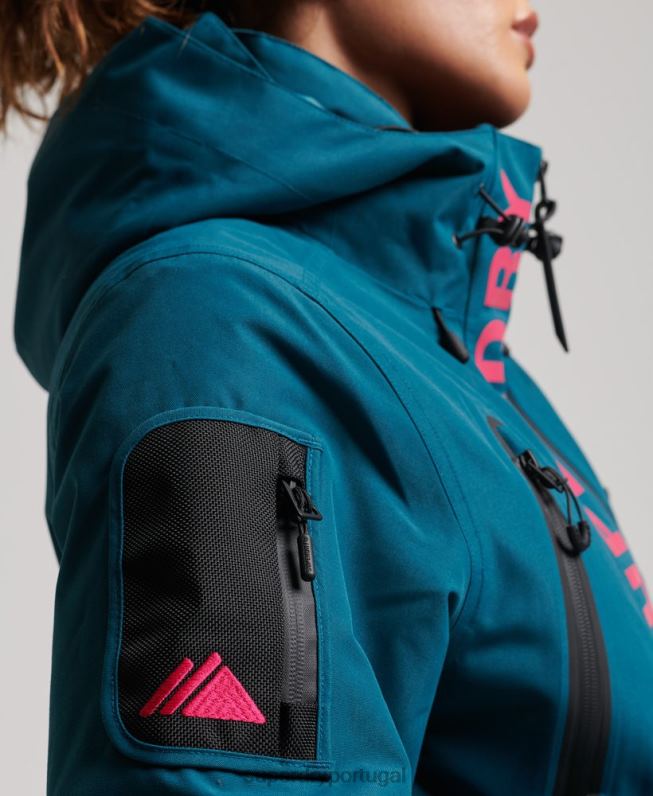 jaqueta de resgate final mulheres turquesa roupas Superdry 2208H6549