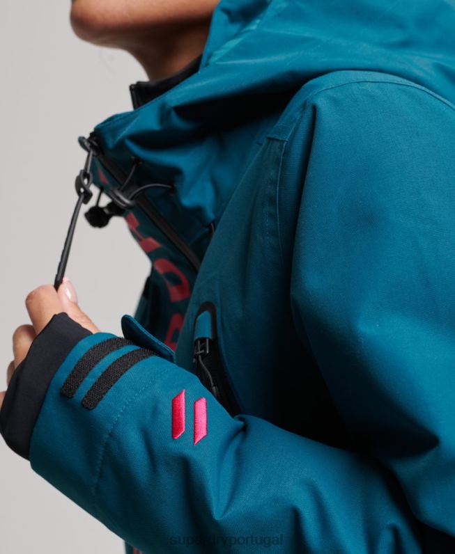 jaqueta de resgate final mulheres turquesa roupas Superdry 2208H6549