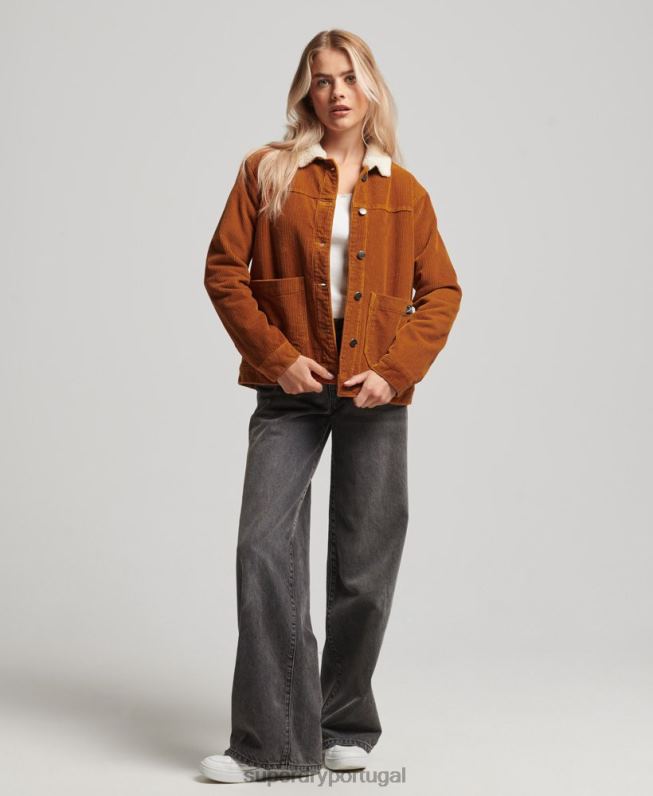 jaqueta de roupa de trabalho cord chore mulheres laranja roupas Superdry 2208H3696