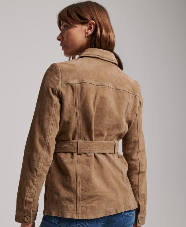 jaqueta de safári de camurça studios mulheres bege roupas Superdry 2208H3522
