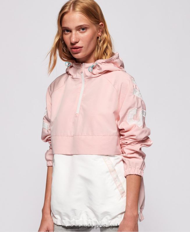 jaqueta de sobrecarga de bloco de cores mulheres rosa roupas Superdry 2208H3861
