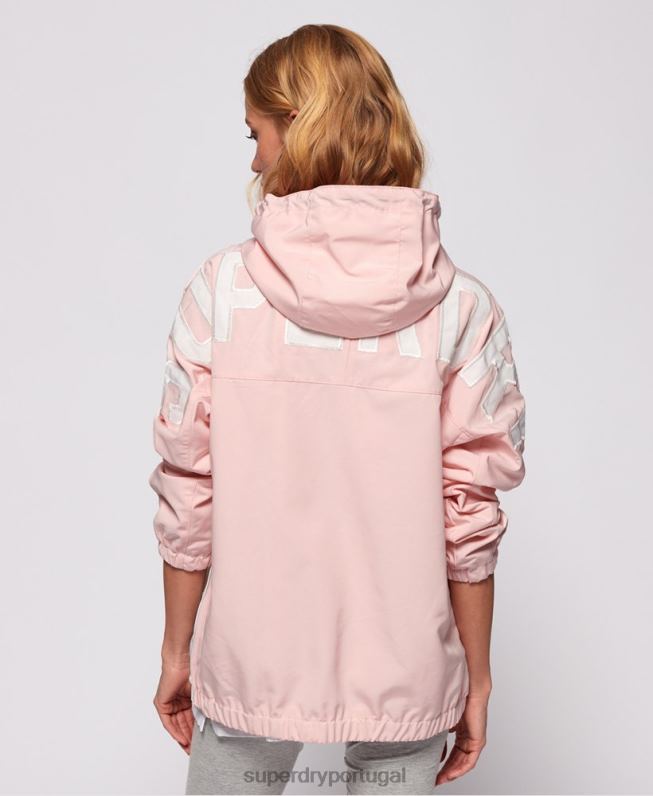 jaqueta de sobrecarga de bloco de cores mulheres rosa roupas Superdry 2208H3861