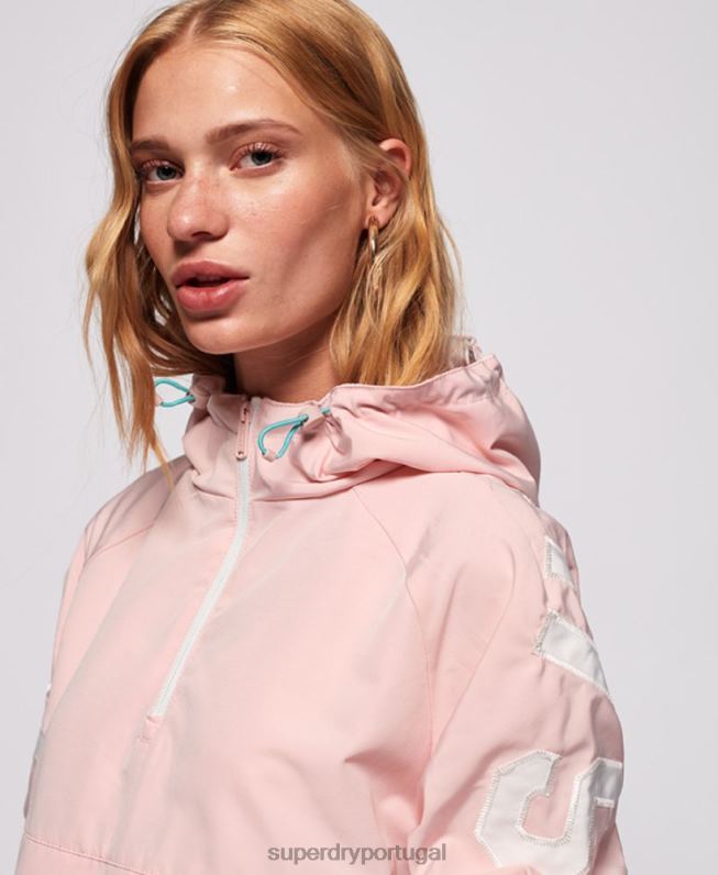 jaqueta de sobrecarga de bloco de cores mulheres rosa roupas Superdry 2208H3861