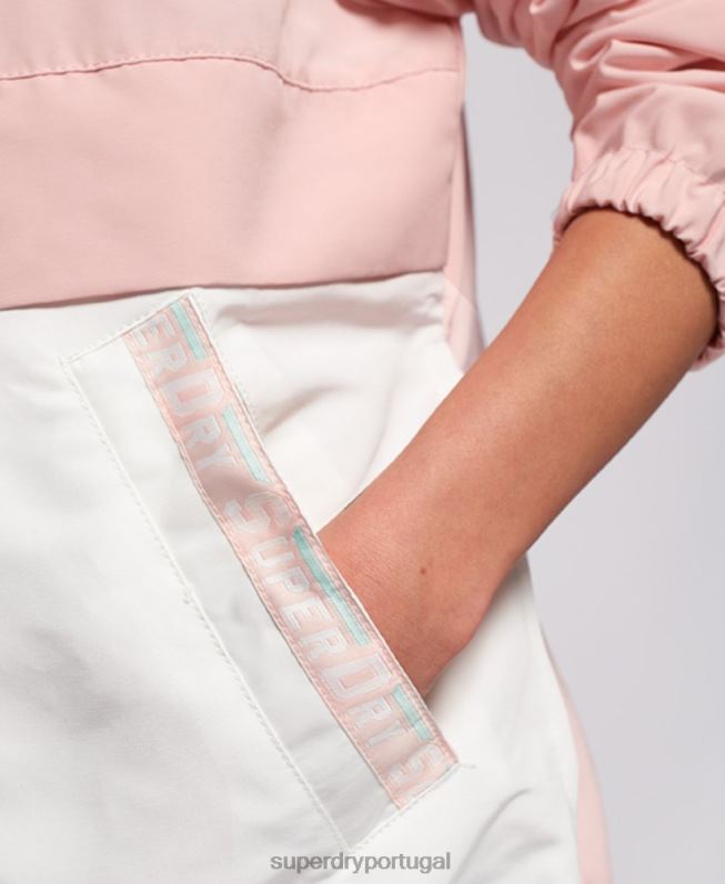 jaqueta de sobrecarga de bloco de cores mulheres rosa roupas Superdry 2208H3861
