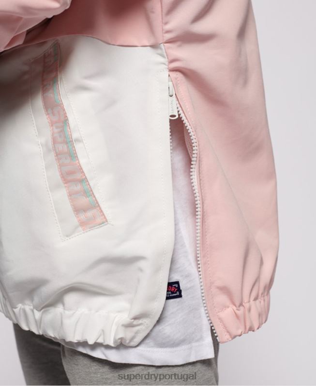 jaqueta de sobrecarga de bloco de cores mulheres rosa roupas Superdry 2208H3861