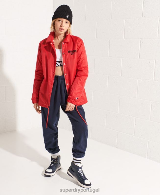 jaqueta de treinador de pressão mulheres vermelho roupas Superdry 2208H5733