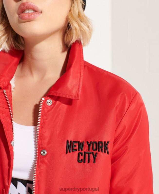 jaqueta de treinador de pressão mulheres vermelho roupas Superdry 2208H5733