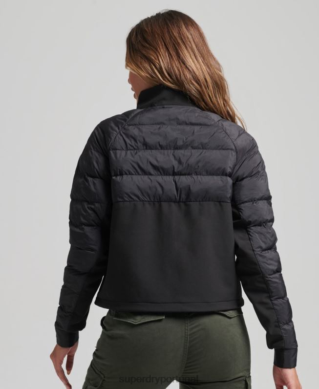 jaqueta de trilha híbrida de tecnologia mulheres preto roupas Superdry 2208H5650