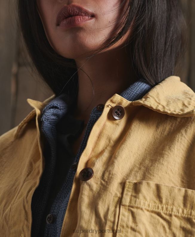 jaqueta dry artist edição limitada mulheres amarelo roupas Superdry 2208H5683