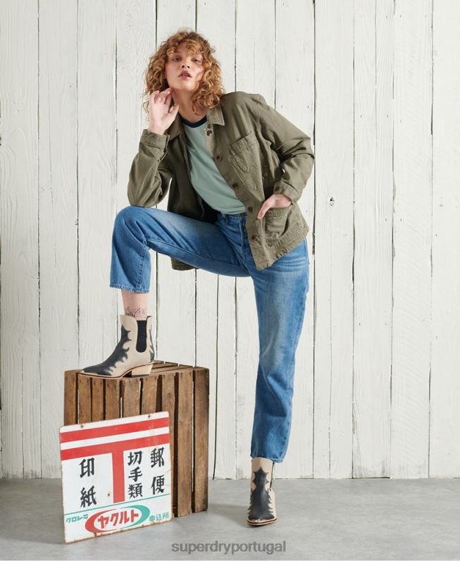 jaqueta dry artist edição limitada mulheres caqui roupas Superdry 2208H5690