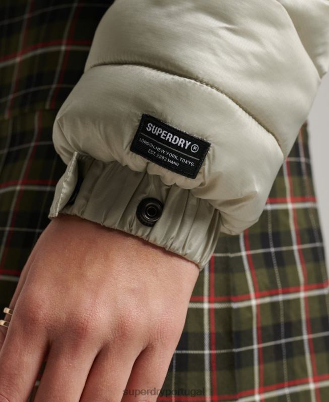 jaqueta esportiva acolchoada leve cortada mulheres cinza roupas Superdry 2208H3614