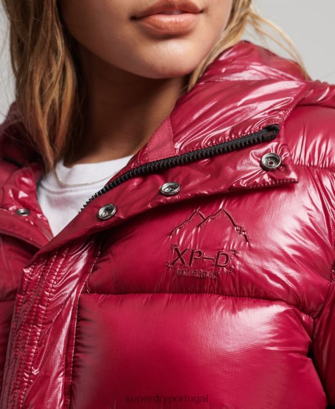 jaqueta esportiva com brilho e capuz mulheres rosa roupas Superdry 2208H3607