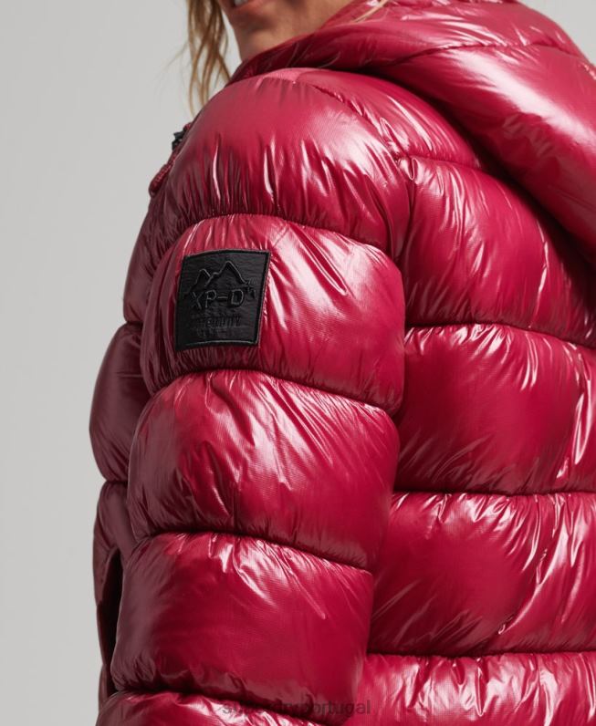jaqueta esportiva com brilho e capuz mulheres rosa roupas Superdry 2208H3607