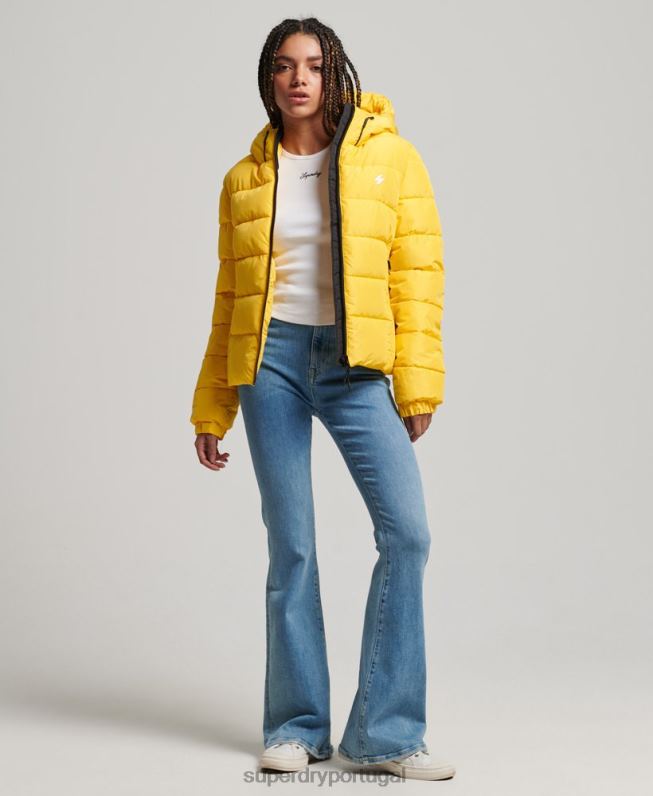 jaqueta esportiva com capuz espírito mulheres amarelo roupas Superdry 2208H3758