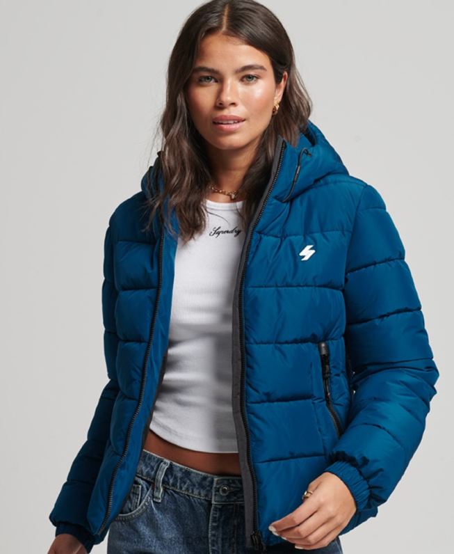 jaqueta esportiva com capuz espírito mulheres azul roupas Superdry 2208H3723