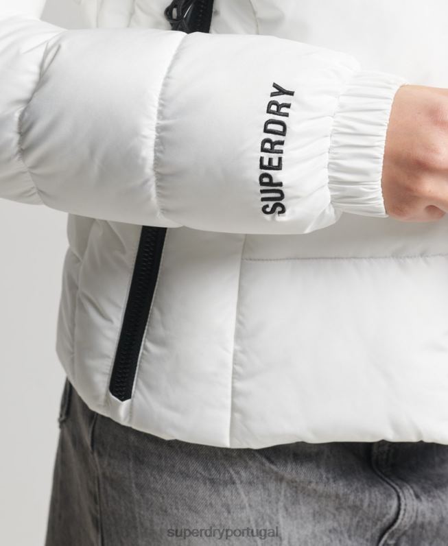 jaqueta esportiva com capuz espírito mulheres branco roupas Superdry 2208H3759