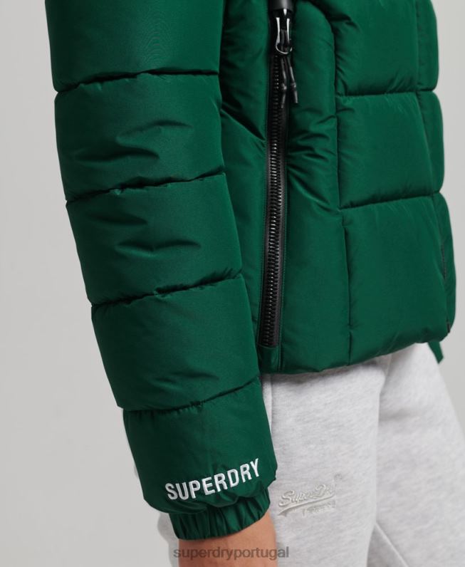 jaqueta esportiva com capuz espírito mulheres verde roupas Superdry 2208H3724