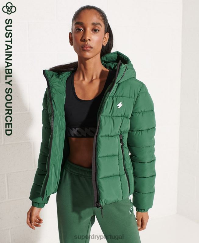 jaqueta esportiva com capuz espírito mulheres verde roupas Superdry 2208H3801