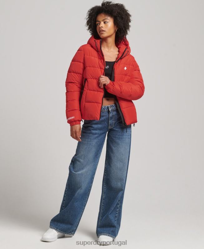 jaqueta esportiva com capuz espírito mulheres vermelho roupas Superdry 2208H3612