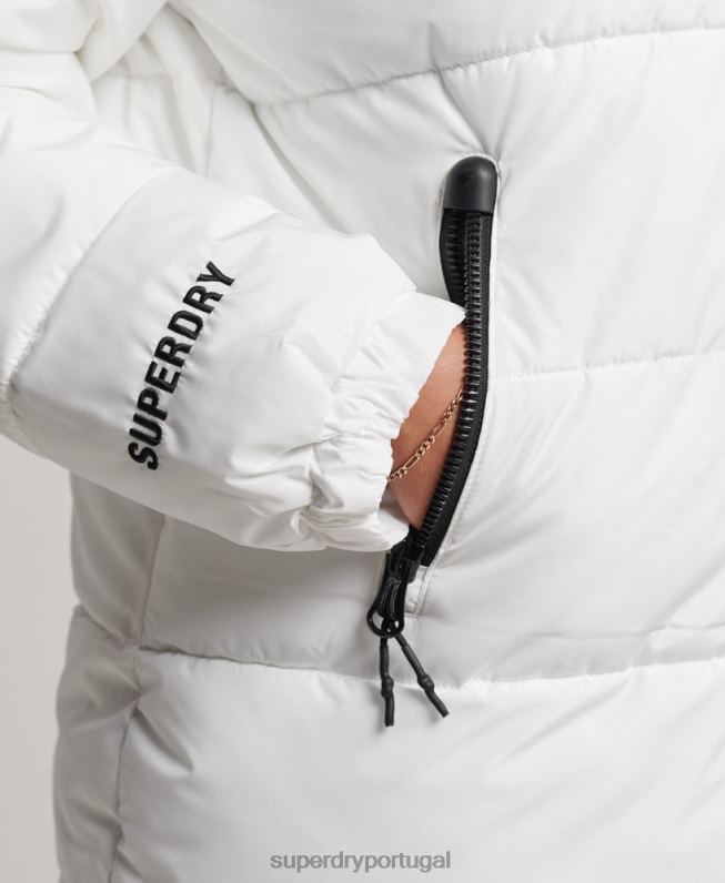 jaqueta esportiva longline mulheres branco roupas Superdry 2208H5414