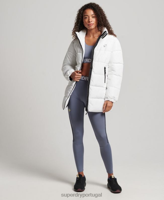 jaqueta esportiva longline mulheres branco roupas Superdry 2208H5414
