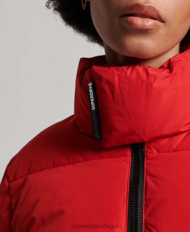 jaqueta esportiva longline mulheres vermelho roupas Superdry 2208H5640