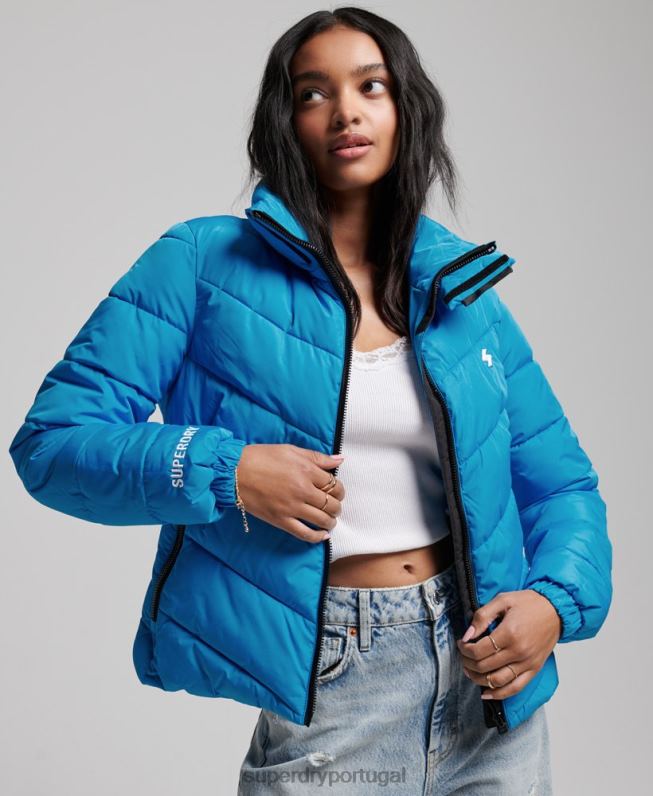 jaqueta esportiva sem capuz mulheres azul roupas Superdry 2208H3705