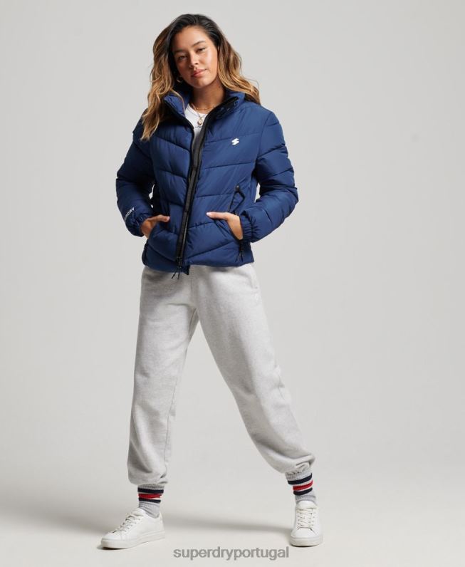 jaqueta esportiva sem capuz mulheres marinha roupas Superdry 2208H3760