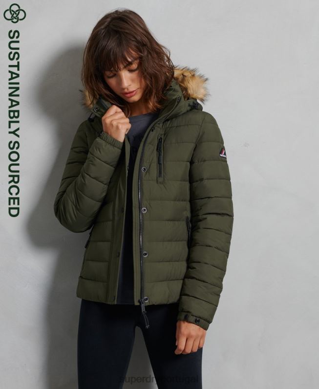 jaqueta fuji de pele sintética clássica mulheres verde roupas Superdry 2208H5607
