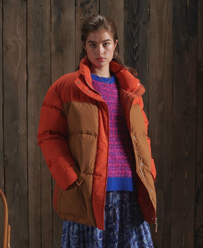 jaqueta funil dry down edição limitada mulheres laranja roupas Superdry 2208H5695