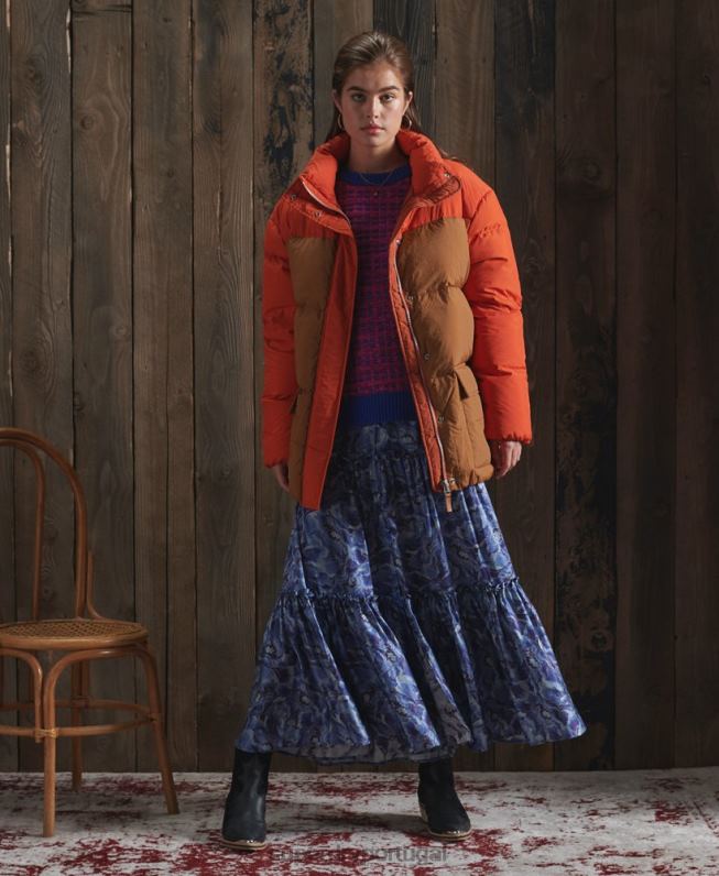 jaqueta funil dry down edição limitada mulheres laranja roupas Superdry 2208H5695