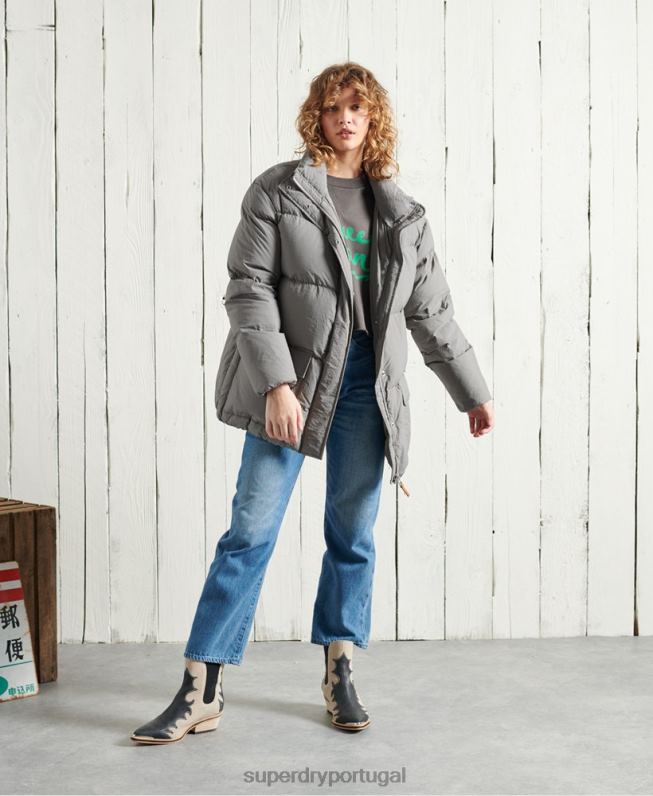 jaqueta funil dry down edição limitada mulheres prata roupas Superdry 2208H5696