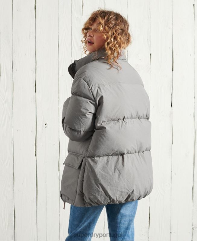 jaqueta funil dry down edição limitada mulheres prata roupas Superdry 2208H5696