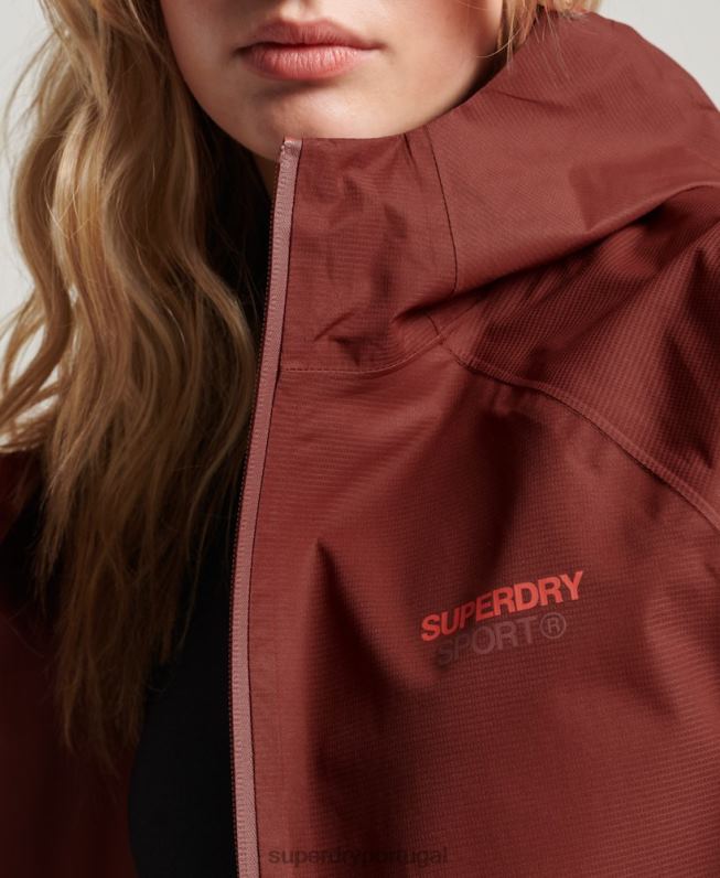 jaqueta impermeável mulheres marrom roupas Superdry 2208H3620